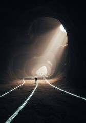 An expansive conceptual terrain depicting the pursuit of knowledge, with illuminated pathways of clarity and obscured zones of profound mystery ,illuminated ,wisdom ,interconnected