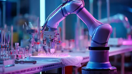 Precision robotic arm performs laboratory analysis automation