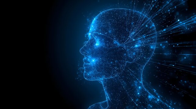 AI Human Head Profile Digital Tech Concept. - Powered by Adobe