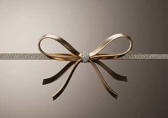An exquisite bow crafted from polished precious metal, featuring delicate curves and a refined finish. This elegant design captures timeless beauty ,beauty ,white background ,gold