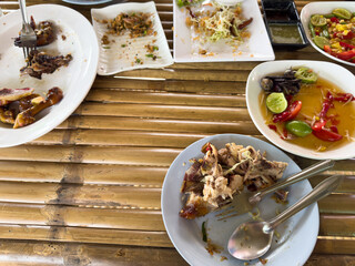  leftover food after party, dirty food
