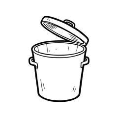 Open Trash Can Illustration with Lid Slightly Ajar.