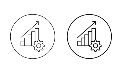 Business growth optimization icon in circular outline. Progress and performance improvement symbol