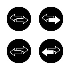 Two opposite arrows icon in black circle. Data exchange and synchronization symbol. Transfer and update sign
