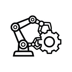 Robotic Arm Manipulating Gear Industry Automation Concept.
