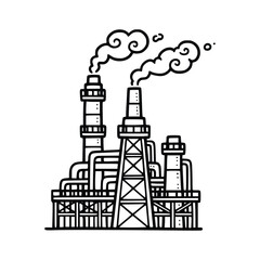 Industrial Plant with Smoke Stacks Illustration.