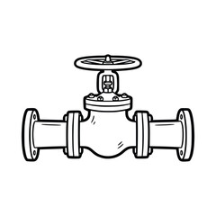 Detailed Line Art Illustration of a Valve on a Pipe.