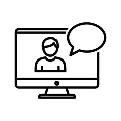 Computer screen showing a person icon with a speech bubble