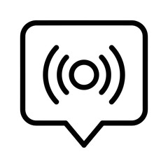 Speech bubble icon with a signal or wave symbol inside, indicating broadcast or communication