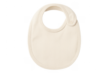 Beige cotton baby bib for infant feeding isolated
