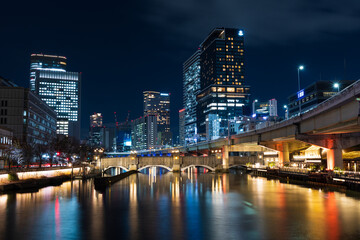 Obraz premium 日本の都市風景 大阪夜景 中之島