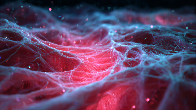 Metastatic Cancer Pathway Visualization - Glowing Red Cellular Network Diagram