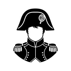Simple black and white illustration of napoleon bonapartes bust
