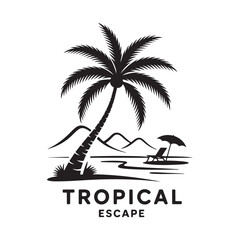 Tropical Paradise Simple Badge Vector Logo Graphic