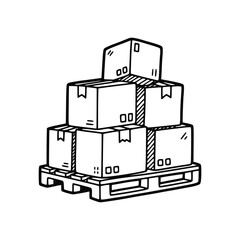 Stacked Boxes on Pallet Logistics and Delivery Illustration.