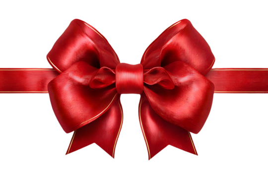 Realistic red bow and ribbon isolated on transparent background. Template for brochure or greeting card. Vector illustration. - Powered by Adobe