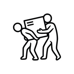 Two People Carrying a Heavy Box Together Teamwork and Assistance.