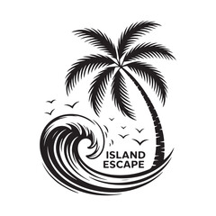 Island Vibe Tropical Circular Badge Vector Logo