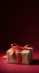A beautifully packaged present, tied with a decorative ribbon, ready for a special occasion, conveying joy and anticipation ,excitement ,gift ,giving
