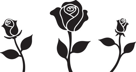 Elegant black rose silhouette vector showcasing timeless beauty and minimalism.