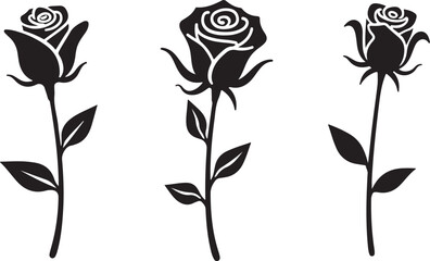 Elegant black rose silhouette vector showcasing timeless beauty and minimalism.