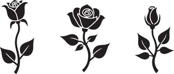 Elegant black rose silhouette vector showcasing timeless beauty and minimalism.