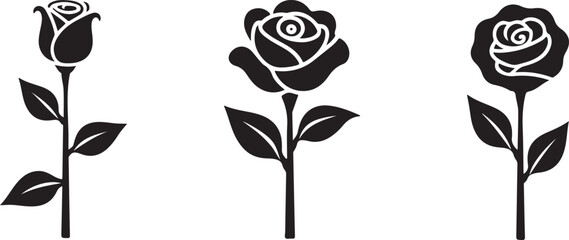 Elegant black rose silhouette vector showcasing timeless beauty and minimalism.
