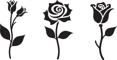 Elegant black rose silhouette vector showcasing timeless beauty and minimalism.