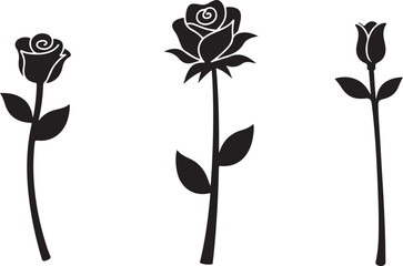 Elegant black rose silhouette vector showcasing timeless beauty and minimalism.