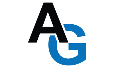 abstract creative black blue AG letter logo vector.