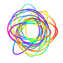 Abstract colorful swirling lines on transparent background