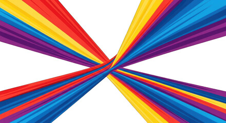 Colorful abstract ribbons crossing each other on white background.