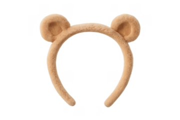 Furry brown bear ears headband accessory transparent background