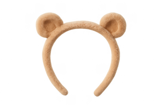 Furry brown bear ears headband accessory transparent background