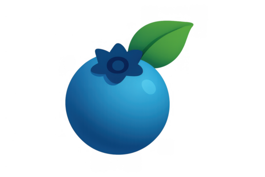 Blueberry berry fruit with green leaf illustration. Fresh organic food icon for healthy eating concepts - Powered by Adobe