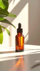 Serum bottle, light & shadow, leaves