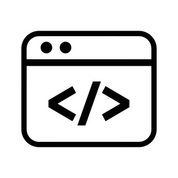 Coding icon with angle brackets inside a browser window
