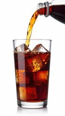 Drink pours into ice-filled glass