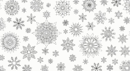 Intricate Hand Drawn Snowflake Patterns Winter Holiday Design.