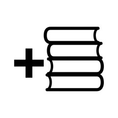 Obraz premium Stack of books with a plus sign, representing adding more books or knowledge