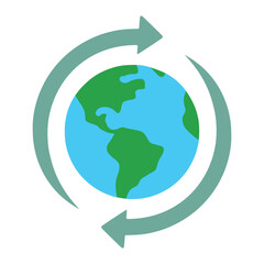 globe with arrow rotation flat color vector illustration template design