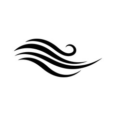 Abstract black wavy lines with a swirl