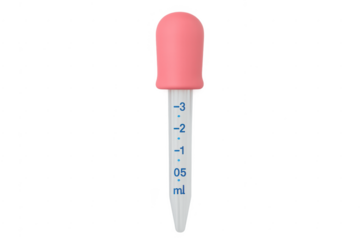 Medicine dropper with dosage markings on transparent background