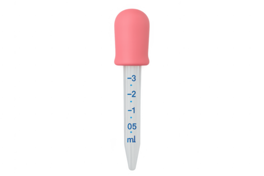 Medicine dropper with dosage markings on transparent background
