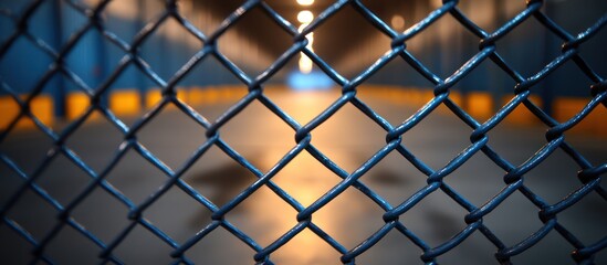 Fototapeta premium Close-up of chain link fence with blurred background.