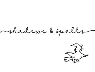 Minimalist Halloween Design with Witch and Handwritten Font