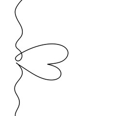 Minimalist Continuous Line Drawing of a Heart Shape on White Background