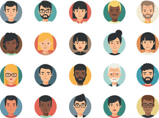Diverse People Avatars A Collection of Unique Faces.