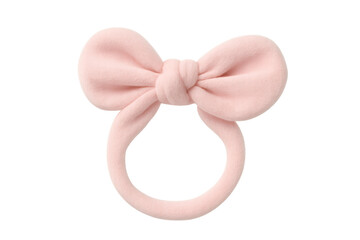 Pink baby headband with bow, soft textile, transparent background