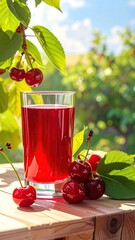 Cherry juice, sunny, crisp, cool, outdoors, juicy